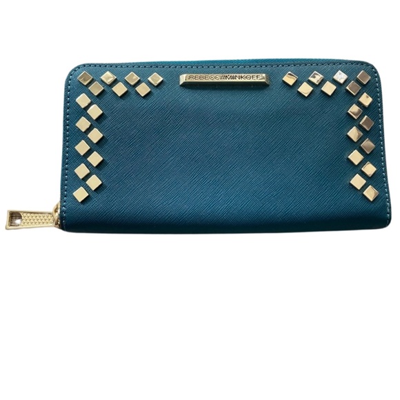 Rebecca Minkoff Handbags - NWOT Rebecca Minkoff Teal Zip Wallet, Gold Studded